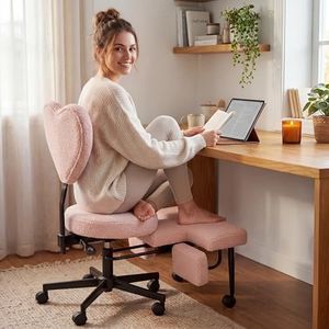 Ergonomic Cross Legged Office Chair with Foot Rest for Kneeling Seating - Crisscross Desk Chair with Wheels for ADHD to Sit Cross Legged - Multi-Position Adjustable Seat with Back Support for Women