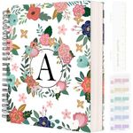 YeeCASE Hardcover Spiral Notebook Journal 8.5” x 11”, 300 Pages Journals for Women Men, A4 Large College Ruled Notebooks, Cute Floral Letter Spiral Journal for Writing, Work, Business, School (A)