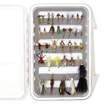 Outdoor Planet 36Pieces Pack 1 Essential Nymphs Flies/Wet Flies/Dry Flies/Streamer/Hopper Trout Fly Assortment for Fly Fishing Flies + Waterproof Fly Fishing Box