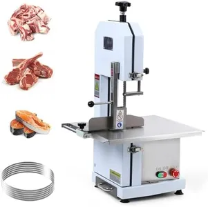 1100W Electric Bone Saw Machine, 0.4-6.7Inch Cutting Thickness, Frozen Meat Cutter Commercial Bandsaw Machine, Electric Frozen Meat Cutting Machine with 6 Sawing Blade