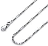 VAMA FASHIONS Classic Simple Stainless Steel Silver Western Charm Stylish Neck Box Necklace Chains for Men & Boys (3mm Box Chain Silver)