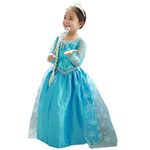 ELSA & ANNA Girls Princess Costumes - Snow Queen Fancy Party Dress - Princess Dress Up - Girls Fancy Dress for Parties, Birthdays, Cosplay & Halloween - (Dress206) (4-5 Years) Blue