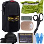 GRULLIN IFAK Trauma First Aid Kit, EDC Tactical Molle Medic Pouch, Emergency Survival Kits Miltary Bleeding Contorl Med Bag (Black)