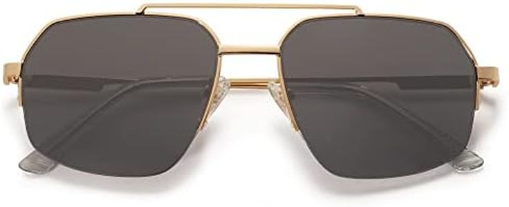 SOJOS Trendy Aviator Sunglasses Mens Womens Retro Double Bridge Metal Frame Semi-Rimless Shades SJ1191 with Gold