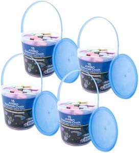 BAZIC PRODUCTS Jumbo Sidewalk Chalk (15/Bucket), Assorted Color Chalks, Outdoor Fun Activity Art Coloring for Kid Gift Chalkboard Blackboard, 4-Bucket