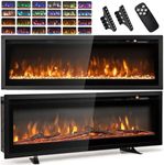 TANGZON Electric Fireplace, Freestanding Wall Mounted Fireplace Heater Insert with 12 Flame Colors, 5 Flame Brightness, 8H Timer, Remote Control, 750W or 1500W, Crystal & Log Set (102 x 14.2 x 34.1cm)