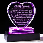 YWHL Gifts for Wife from Husband Birthday Gifts for Wife To My Wife Crystal Keepsake Anniversary Present with Colorful LED Base Romantic I Love You Wife Gifts for Valentines Mothers Day Christmas