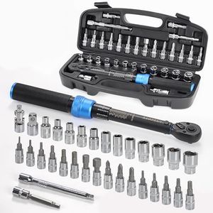 UYECOVE 33Pcs 1/4-Inch Drive Click Torque Wrench Set, Bike Torque Wrench Set (20-240IN-LB/2.3-27.1Nm),Torque Wrench with Bit Sockets, 3/8 Adapter, Bicycle Tool Kit