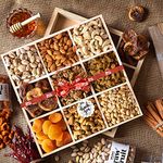 HyperFoods RawFruit Basic 9 Dry Fruit Combo Wooden Gift Box | Premium Dried Fruit Berries Combo Gift Pack with Greeting Card | Thank You Gratitude Appreciation Gift for Boss Teacher Mentor Friends