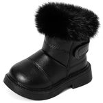 MK MATT KEELY Girls Snow Boots Kids Winter Outdoor Waterproof Boots Toddler Walking Shoes with Anti-Slip Rubber Sole,Black,6 UK Child