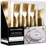 Gold Plastic Silverware Set (160 Bu