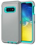 I-HONVA for Galaxy S10E Case Shockproof Dust/Drop Proof 3-Layer Full Body Protection [Without Screen Protector] Rugged Heavy Duty Cover Case for Samsung Galaxy S10E,Grey/Green