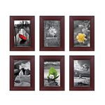 Amazon Brand - Solimo Rosewood Collage Set Of 6 Photo Frames ( 5 X 7 Inch - 6 ), Wall Mount