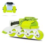 Jaspo Transformer Beginner Quad and Inline 2-in1 Roller Skates for Age Upto 7 Years (Neon-Yellow)