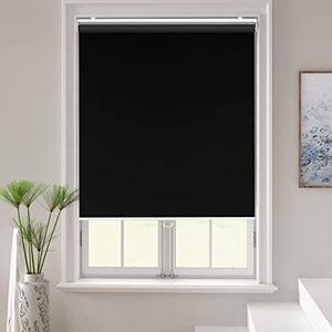 AOSKY Roller Window Shades Blackout Blinds for Windows Cordless Bedroom Shade Room Darkening Shades Door Blinds with Thermal Insulated Easy to Install for Home Office Bathroom W78xL72 Black