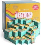 THE TWIDDLERS - 288 Boxes of Wax Crayons for Kids - 4 Crayons Per Box, 1,152 Total - Mixed Coloured, Perfect for School Classrooms, Restaurants Bulk Crayons Colouring Activity and Party Bag Fillers