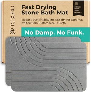 TOSORO - Stone Bath Mat Diatomaceous Earth Shower Mat Non-Slip Super Absorbent Diatomite Stone Bath Mats for Bathroom Floor Quick Drying Natural Easy to Clean (23.5 x 15) - Graphite, 2pcs