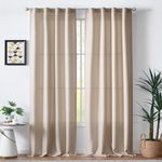 JINCHAN Curtains for Living Room Linen Textured Curtains 108 Inches Long Farmhouse Country Curtains Casual Weave Back Tab Drapes Light Filtering Window Curtains 2 Panels Heathered Tan