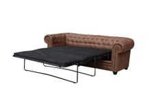 New Astor Chesterfield Style Sofa Set 3+2 Seater Armchair Brown Faux Leather Sofa Bed (3 Seater Sofa Bed)