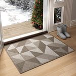 COLOR&GEOMETRY Dirt Trapper Door Mat Indoor, Non-Slip Machine Washable Entrance Rug, Dog Door Mat, Absorbent Welcome Mat for Muddy Wet Shoes and Paws - Plaid Brown, 60 x 90 cm