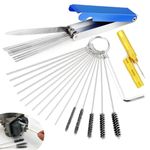 Yumfugu Carburetor Jet Cleaning Kit, Stainless Steel 13 Cleaning Wires Set + 5 Nylon Brushes + 10 Cleaning Needles +1 Throttle Wrench + 1 Sharp Pick, for Motorcycle Cleaner Tool Kit (Silver)