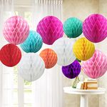 Time to Sparkle 12 Pack Tissue Paper Honeycomb Balls, Poms Birthday Baby Shower Wedding Decorations (Colorful)