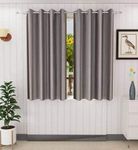 Parda Sansar Polyster Solid Long Crush Plain Window Curtains, 5 Feet, Grey-Set of 2