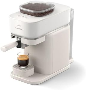 Philips Baristina Espresso Machine - Real espresso, made simple. Compact coffee machine, natural white with white portafilter, 16 bar pump pressure, automatic grinder, Cafe Crema (BAR300/00)