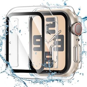 Tensea for Waterproof Apple Watch Screen Protector Case 40mm SE 3/SE 2nd Generation/SE/Series 6/5/4 Accessories, iWatch Protective PC Face Cover with Tempered Glass Film for Women Men, 40 mm