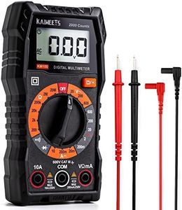 KAIWEETS Digital Multimeter, DC AC Voltmeter, Ohm Volt Amp Test Meter and Continuity Test Diode Voltage Tester for Household Outlet, Automotive Battery Test (Anti-Burn with Double Fuses)