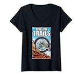 Womens Bike Trail Riding Ride The Trails Bike Tire Dirt Dust V-Neck T-Shirt