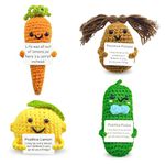 Positive Potato, Lemon, Carrot, Cucumber Hand-Woven Dolls，Toy with Encouraging Card Creative Cute Emotional Support Crochet