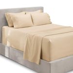 Hearth & Harbor Bed Linen Set - Queen Size, 6 Piece, Extra Deep Pocket, Cream, Microfiber