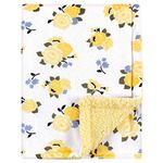 Luvable Friends Unisex Baby Plush Blanket with Sherpa Back, Yellow Floral, One Size