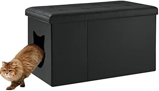 Designer Cat Litter Box Enclosure Hidden Washroom Bench Ottoman (Black)