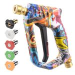 OHAYORI Pressure Washer Gun Trigger Gun with 5 Quick Release Spray Nozzles, M22-14mm Adaptor Inlet & 1/4'' Quick Connect Outlet Short Gun, 4000PSI Colorful Power Wash Handle for Car Cleaning