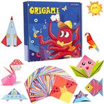 100 Pieces 50 Projects Origami Sheets, 3D Origami Paper with Guiding Book, Paper Size:7 in /18CM *7 in /18CM, Art Activity, Craft Materials, DIY Kit Birthday Gifts for Boys and Girls 5-12 Years