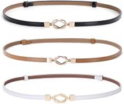 JASGOOD Leather Skinny Women Belt Ladies Thin Waist Belts Plus Size Adjustable for Jeans Pants Dresses with Metal Buckle