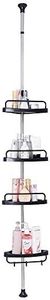 BAOYOUNI 4-Tier Shower Corner Caddy Tension Pole Adjustable Bathroom Shelf Floor to Ceiling Storage Rack Organizer Holder - No Drilling - Black