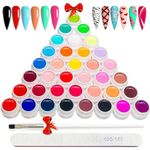 36 Colors Gel Nail Polish Set，Gel Paint Nail Art Kit with Nail Brush for DIY Nail Art Design, Solid Nail Art Gel Polish for DIY At Home and Manicure Nail Salon