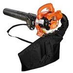 BESUFY Leaf Blower,424CFM 2 Stroke Handheld Gas Powered Leaf Blower, Dual-Purpose (Blowing and Suction) Cleaner with Straight and Curved Blow Pipe, Storage Bag,for Cleaning Leaf Road Snow Orange