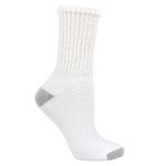 Fruit of the Loom Women's 6 Pack Core Crew Socks, White, Shoe Size: 8-12