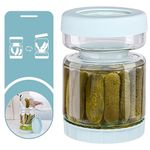 WhiteRhino Large Pickle Jar with Strainer Flip, 51oz Pickle Container with Strainer Glass Pickle Storage Container Olive Hourglass Jar with Lid Leakproof Pickle Flip Jar for Olives Jalapenos,Beets