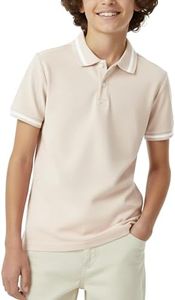 PATPAT Boys Polo Shirts Size 9-10 Years Apricot Short Sleeve Pique Button Closure School Uniform Kids Casual Collared Tops
