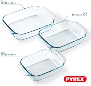 Pyrex 3-Piece Glass Oven Plate Set – Durable Bakeware