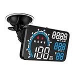 Majesun 5.5 inchLarge Screen Car Head up Display, KM/H and MPH, GPS Speedometer, with Speed Reminder and Fatigue Driving Reminder, Suitable for All Vehicles(Blue)