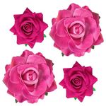 Topbuti Rose Hair Clip Flower Hairpin Rose Brooch Floral Clips, 4 Pcs Fabric Rose Flowers Hair Clips Mexican Hair Flowers Pin up Headpieces for Woman Girl Wedding Party Mother's Day (Hot Pink)