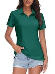 TACVASEN Women's Polo Short Sleeve SPF Shirts Lady Golf Shirts Dry Fit UPF 50+ Collar Shirt for Tennis Sports, E Green, L