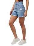 Miss Chase Women's Relaxed Fit Mid Rise Highly Distressed Regular Denim Shorts (MCSS23DEN09-10-158-34, Light Blue, 34)