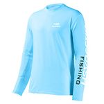 Bassdash Fishing T Shirts for Men UV Sun Protection UPF 50+ Long Sleeve Tee T-Shirt Sky Blue